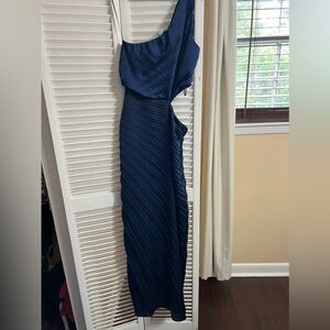 The A&F Giselle Pleated One-Shoulder Cutout Maxi Dress